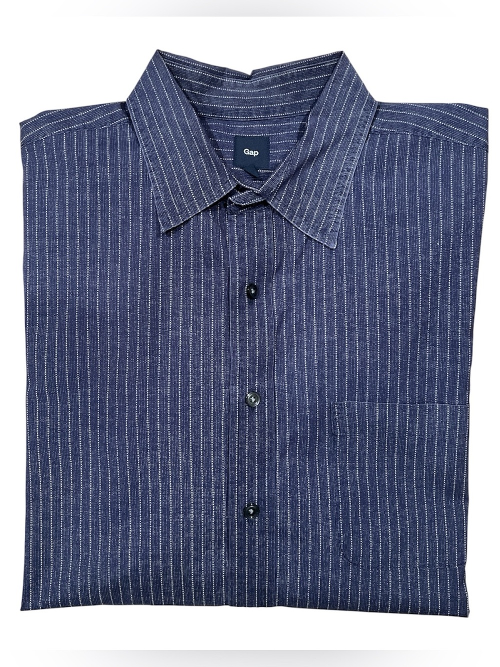 Gap Men's Blue Pinstripe Button-Down Shirt XL